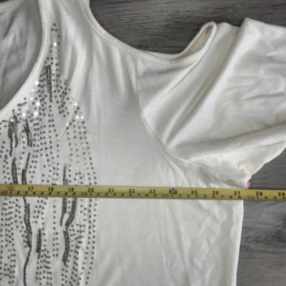 NWT Joan Boyce 2 Piece Outfit Cream Cold Shoulder Top Pants 2 XL - Picture 9 of 14